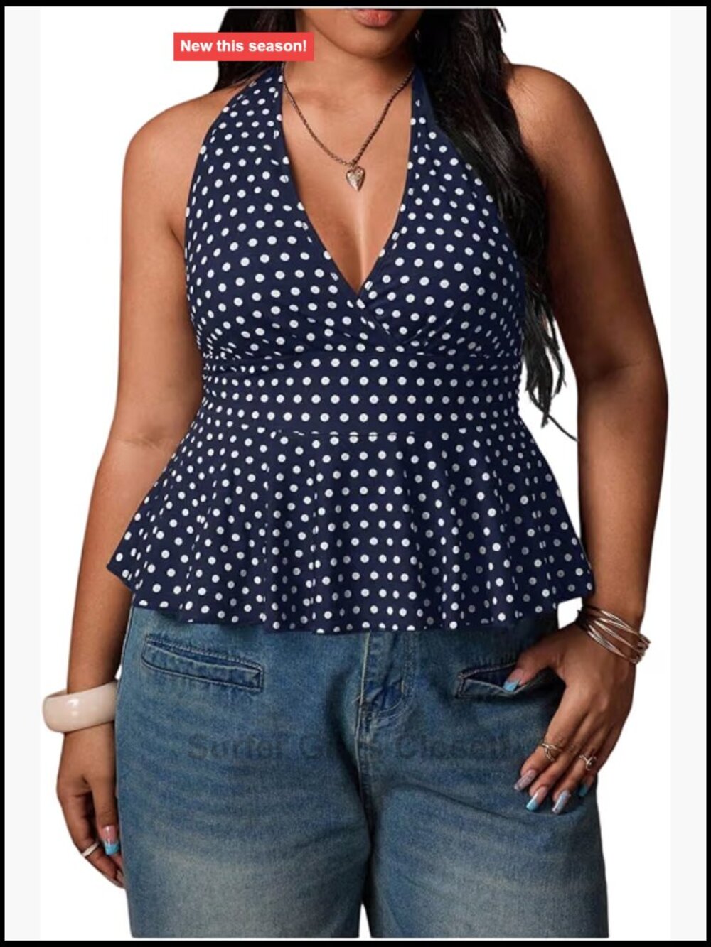 Backless Halter Peplum Top Ruffle Hem club outfit for Women Plus Size